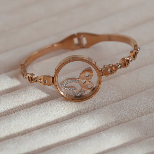 Elegant 18k Rose Gold Plated Resin Art Bracelet