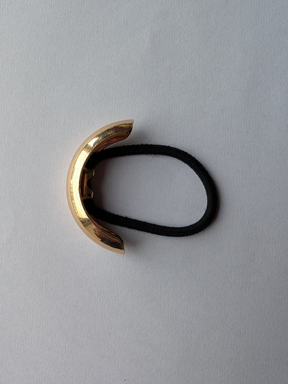Modern Gold Curved Hair Tie | Minimalist Metal Hair Elastic | Sleek Ponytail Holder