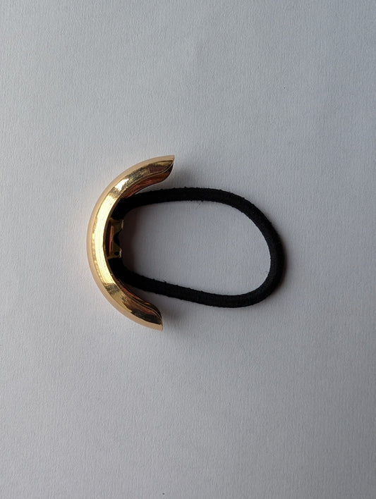 Modern Gold Curved Hair Tie | Minimalist Metal Hair Elastic | Sleek Ponytail Holder