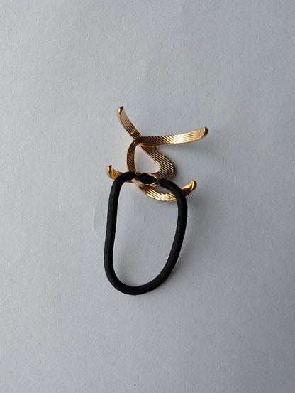 Modern Gold Knot Hair Tie | Abstract Metal Hair Elastic | Chic Ponytail Holder