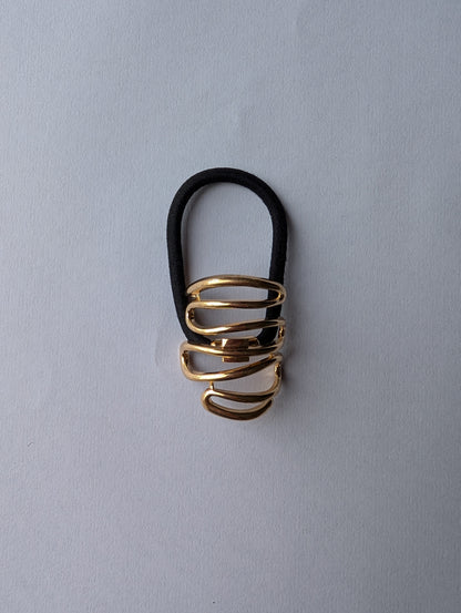 Modern Gold Coil Hair Tie | Spiral Metal Ponytail Holder | Unique Hair Accessory