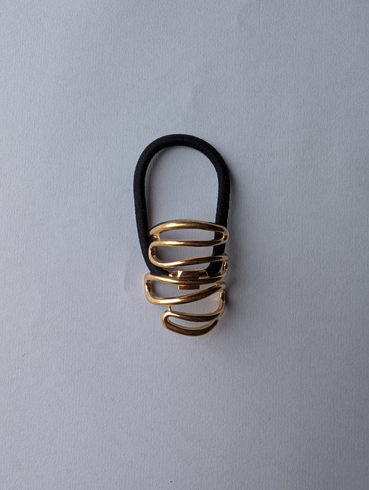 Modern Gold Coil Hair Tie | Spiral Metal Ponytail Holder | Unique Hair Accessory