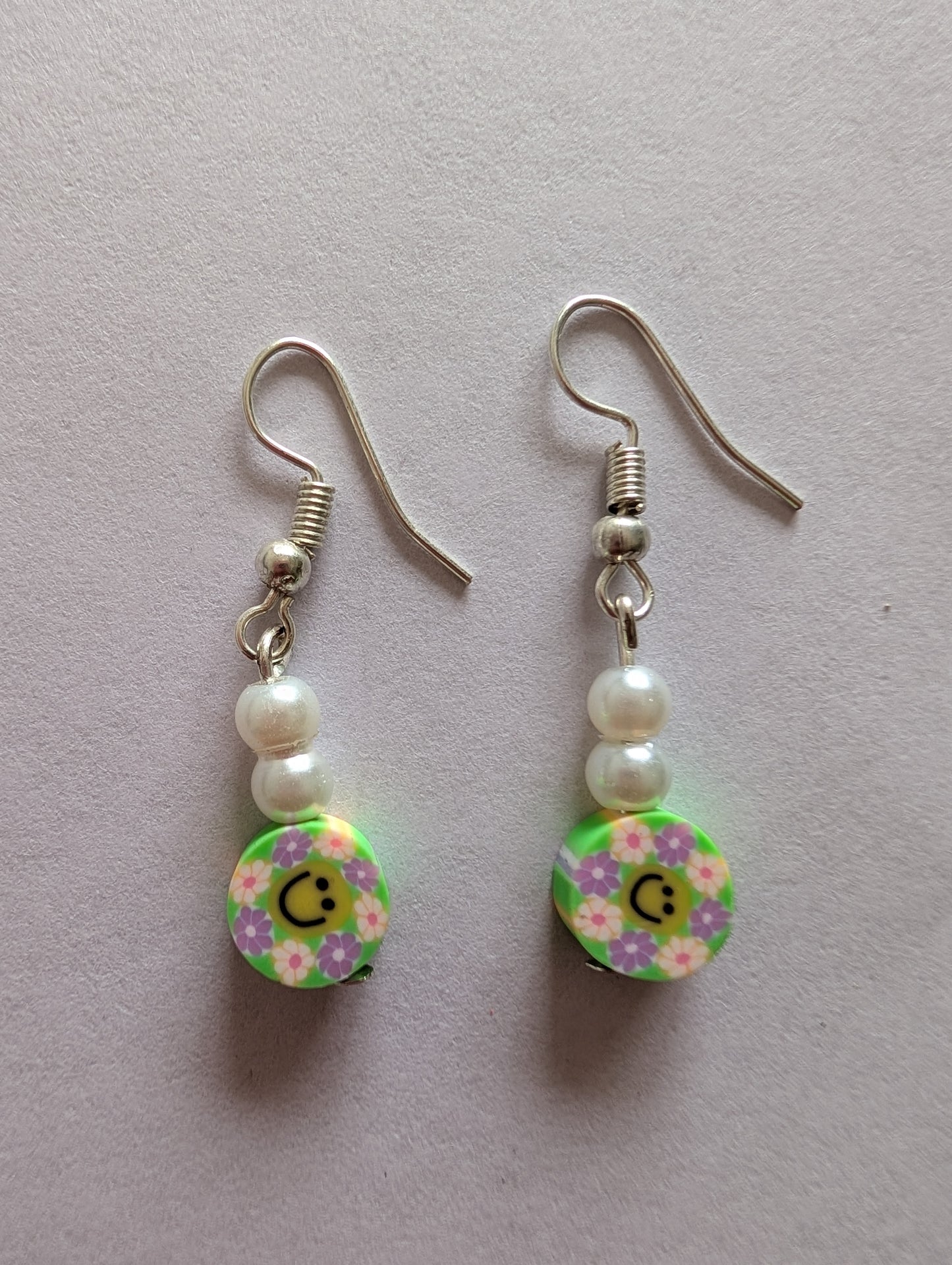 Smiley Green Drop Earrings