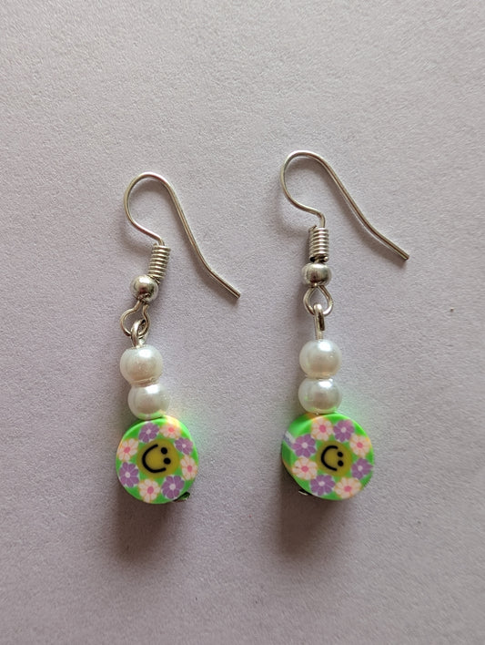 Smiley Green Drop Earrings