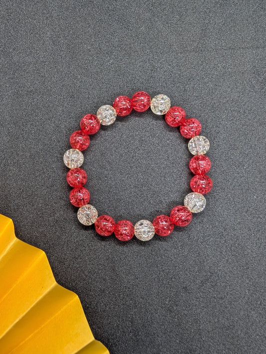 Red-White Crystal Clear Bracelet