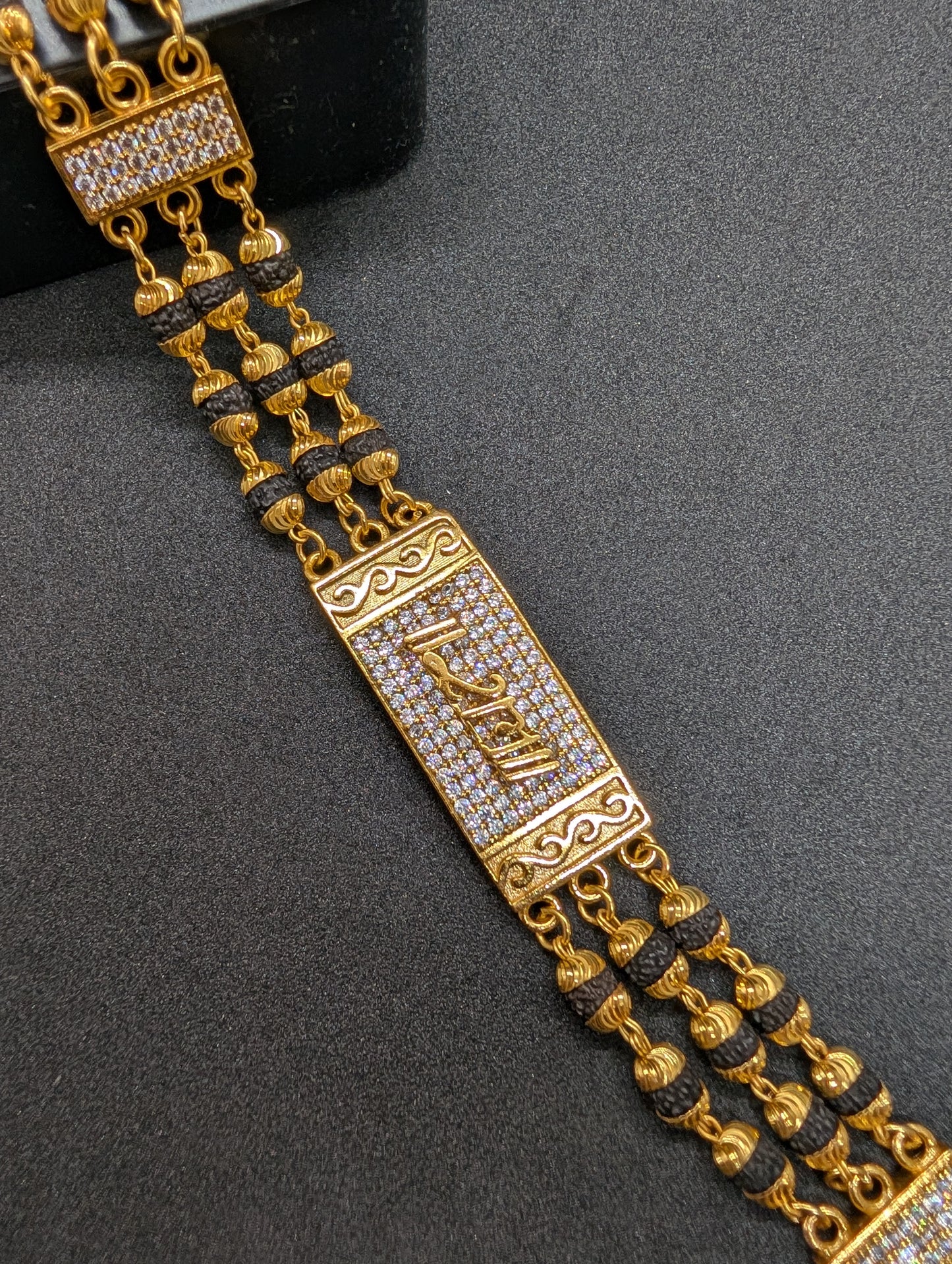 Luxury Gold Plated Diamond-Accented Cuff Bracelet for Men