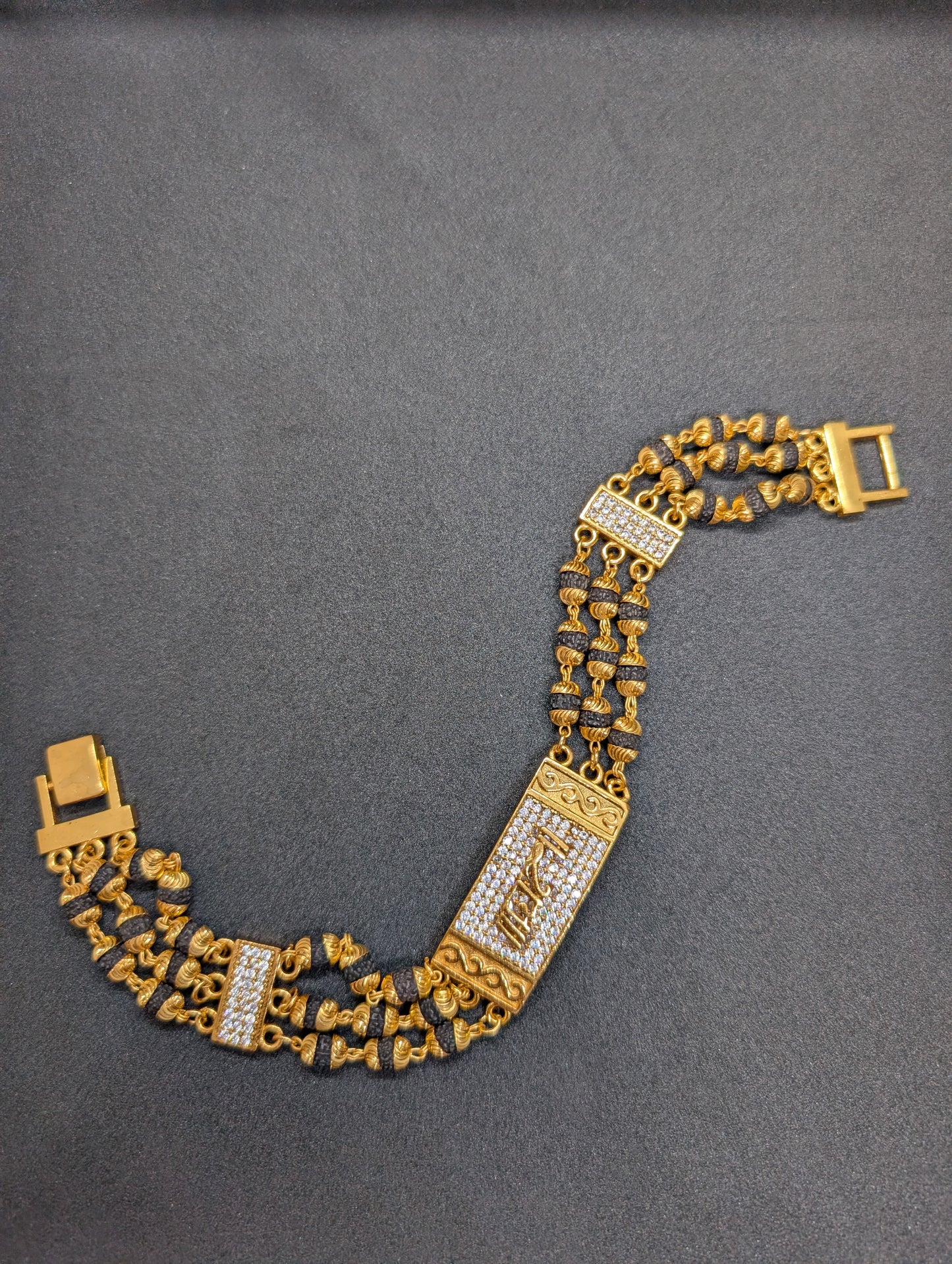 Luxury Gold Plated Diamond-Accented Cuff Bracelet for Men