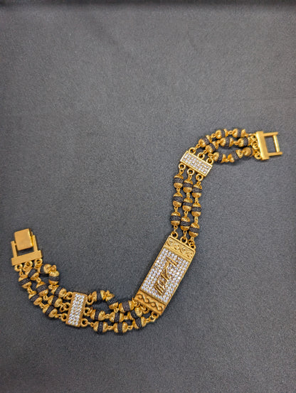 Luxury Gold Plated Diamond-Accented Cuff Bracelet for Men