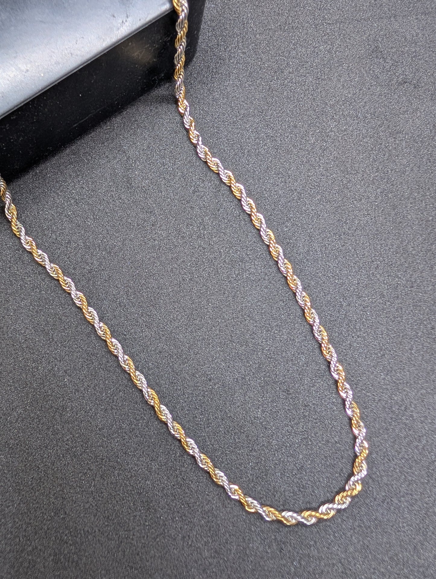Men's Two-Tone Gold & Silver Rope Chain Necklace