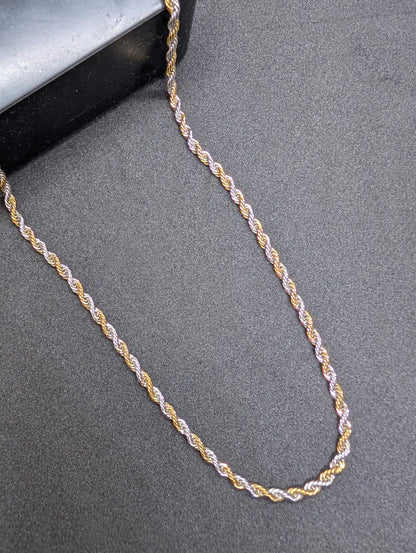 Men's Two-Tone Gold & Silver Rope Chain Necklace