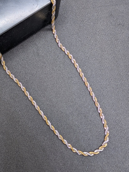 Men's Two-Tone Gold & Silver Rope Chain Necklace
