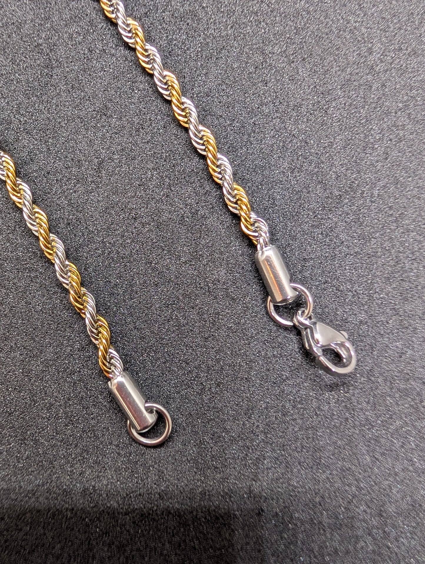Men's Two-Tone Gold & Silver Rope Chain Necklace