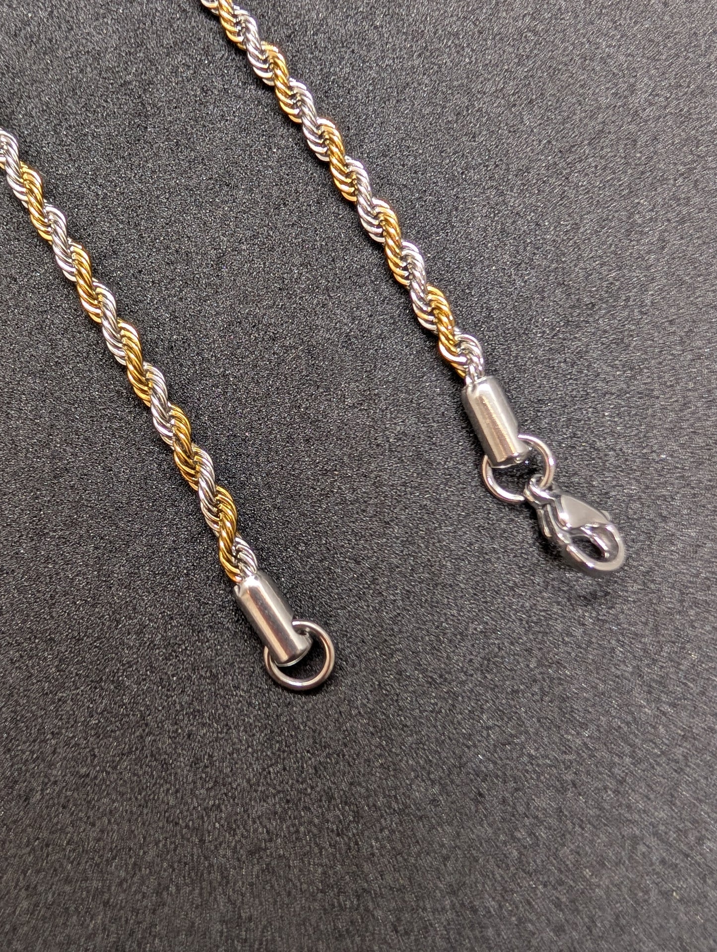 Men's Two-Tone Gold & Silver Rope Chain Necklace