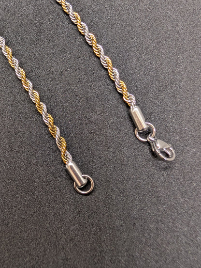 Men's Two-Tone Gold & Silver Rope Chain Necklace