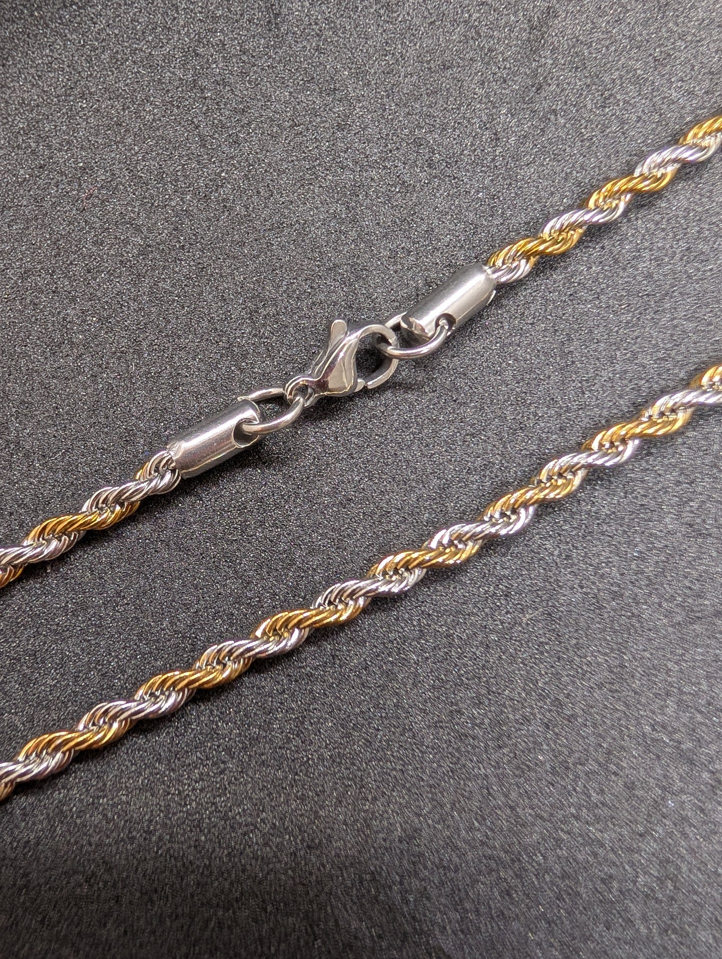Men's Two-Tone Gold & Silver Rope Chain Necklace