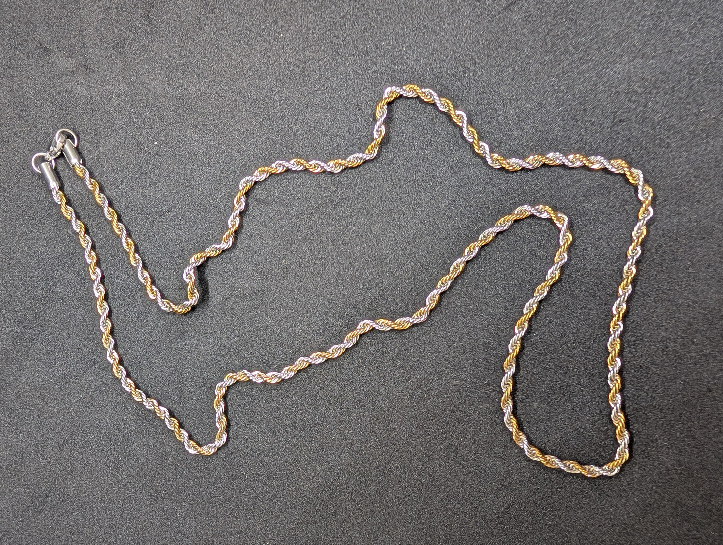 Men's Two-Tone Gold & Silver Rope Chain Necklace