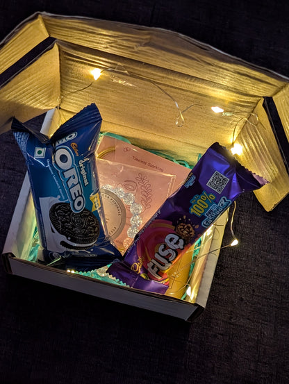 Trendy Gift Hamper for Her: Jewelry, Oreo Cookies & Dairy Milk Fuse Chocolate Box
