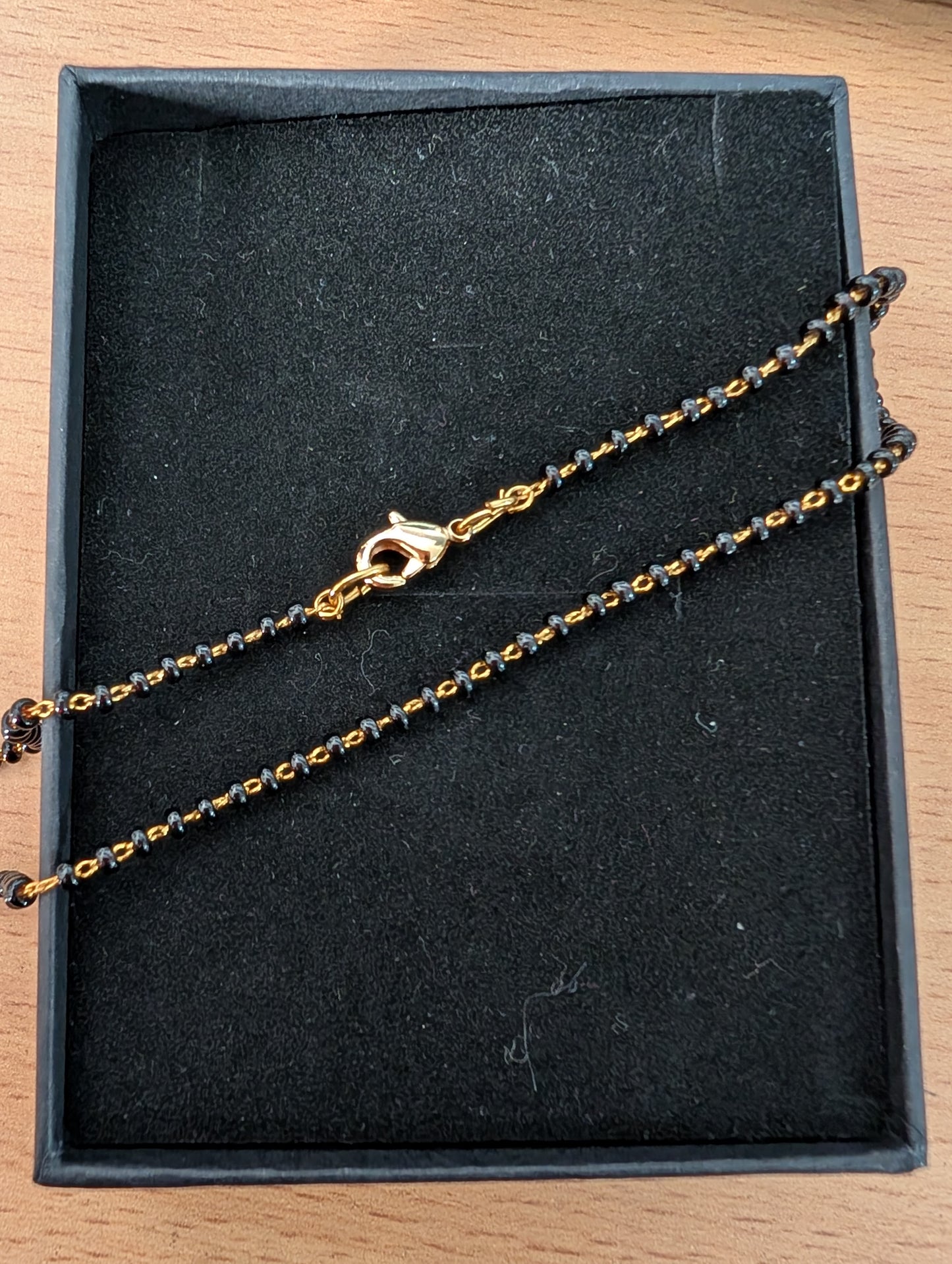 Modern Gold-Plated CZ Mangalsutra with Black Beads | Contemporary Wedding Necklace