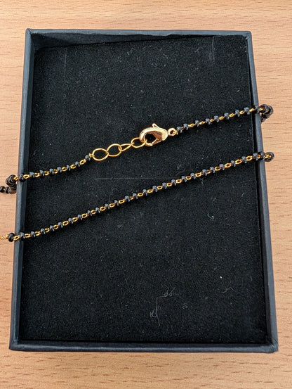 Diamond Heart Pendant Mangalsutra in Gold | Traditional Black Beads Chain