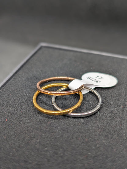 Set of 3 Minimalist Stacking Rings - Tricolor (Gold, Silver, Rose Gold) Slim Band Finger Rings