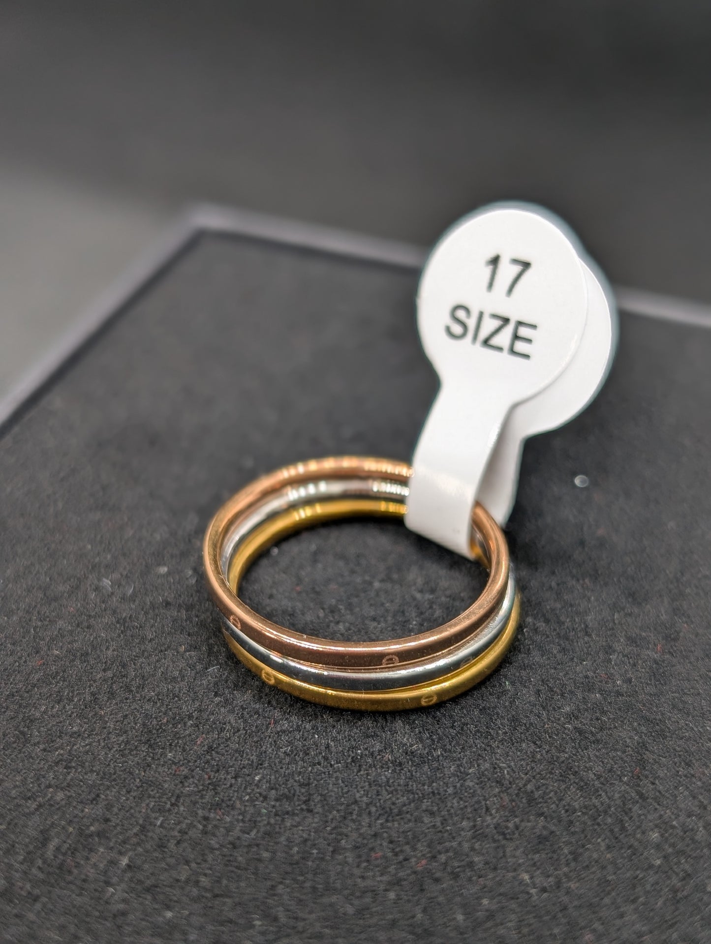 Set of 3 Minimalist Stacking Rings - Tricolor (Gold, Silver, Rose Gold) Slim Band Finger Rings