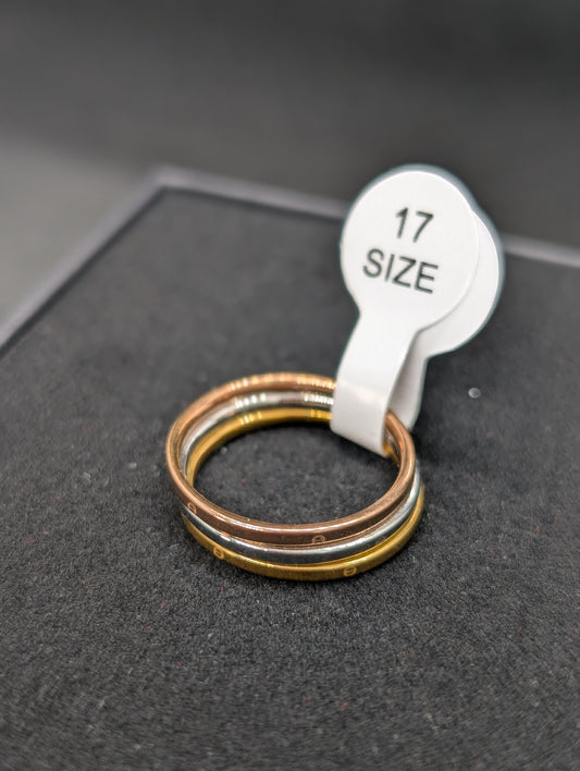 Set of 3 Minimalist Stacking Rings - Tricolor (Gold, Silver, Rose Gold) Slim Band Finger Rings