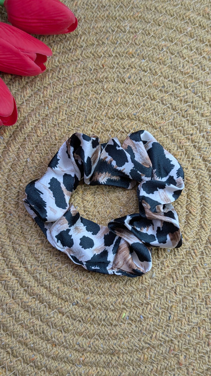 Leopard Print Satin Hair Scrunchie – Chic Animal Print Hair Accessory for Women & Girls