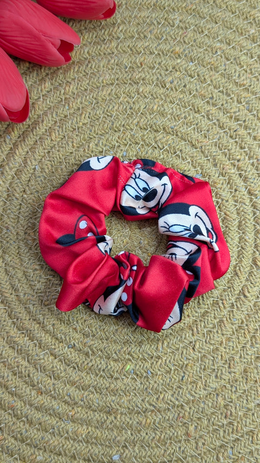 Disney Minnie Mouse Satin Scrunchie – Red & White Polka Dot Hair Accessory for Women and Girls – Cute Disney Bounding Hair Tie