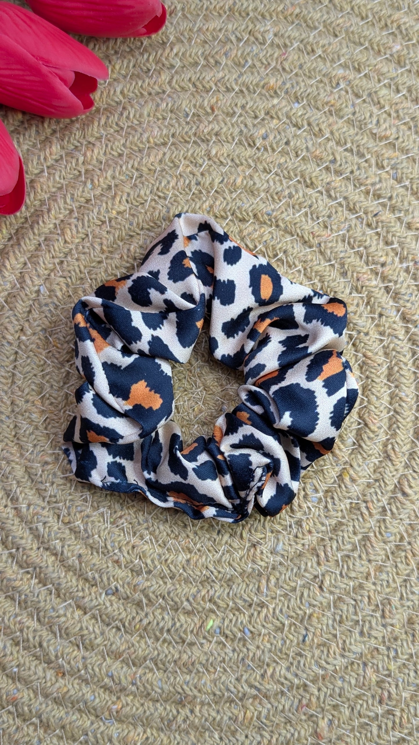 Cheetah Print Fabric Scrunchie | Oversized Soft Hair Accessory for Women & Girls