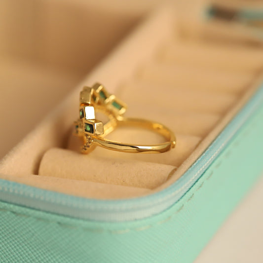 Gold Green Evil Eye Ring