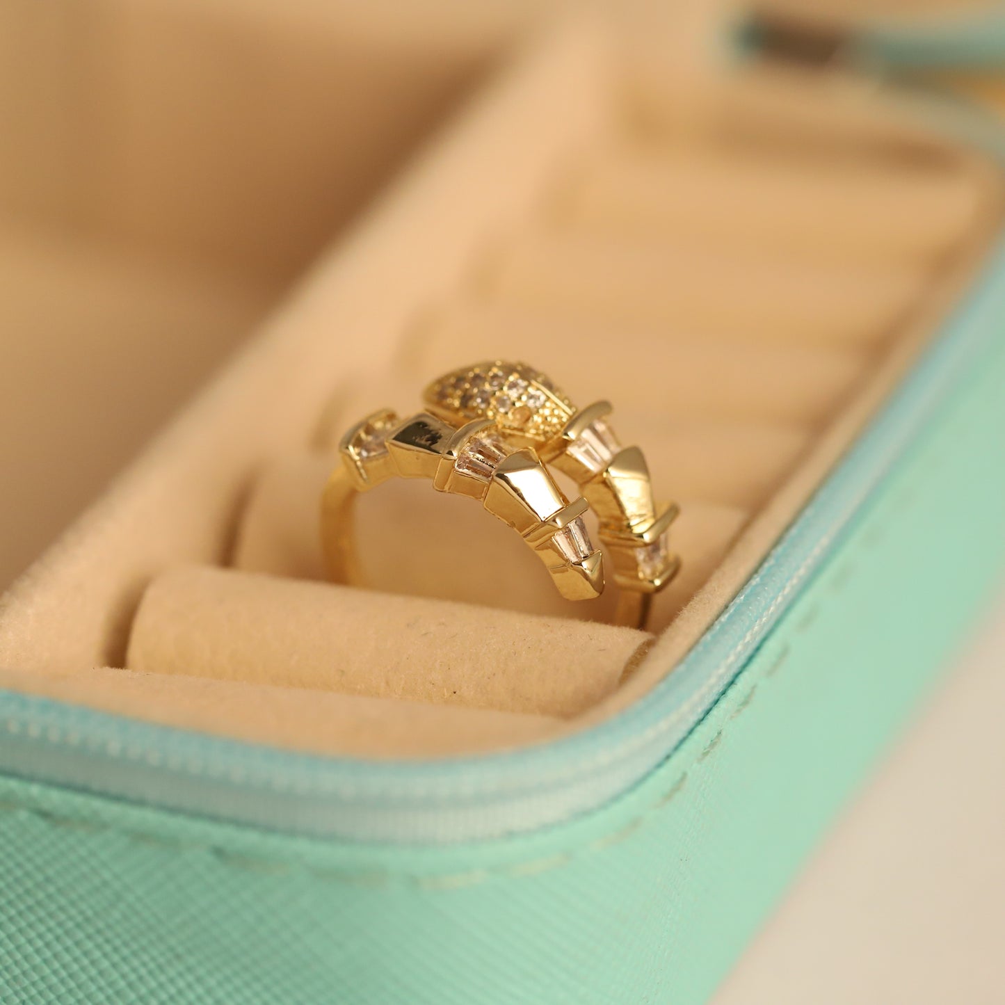 Dazzling Gold Baguette & Pave CZ Ring