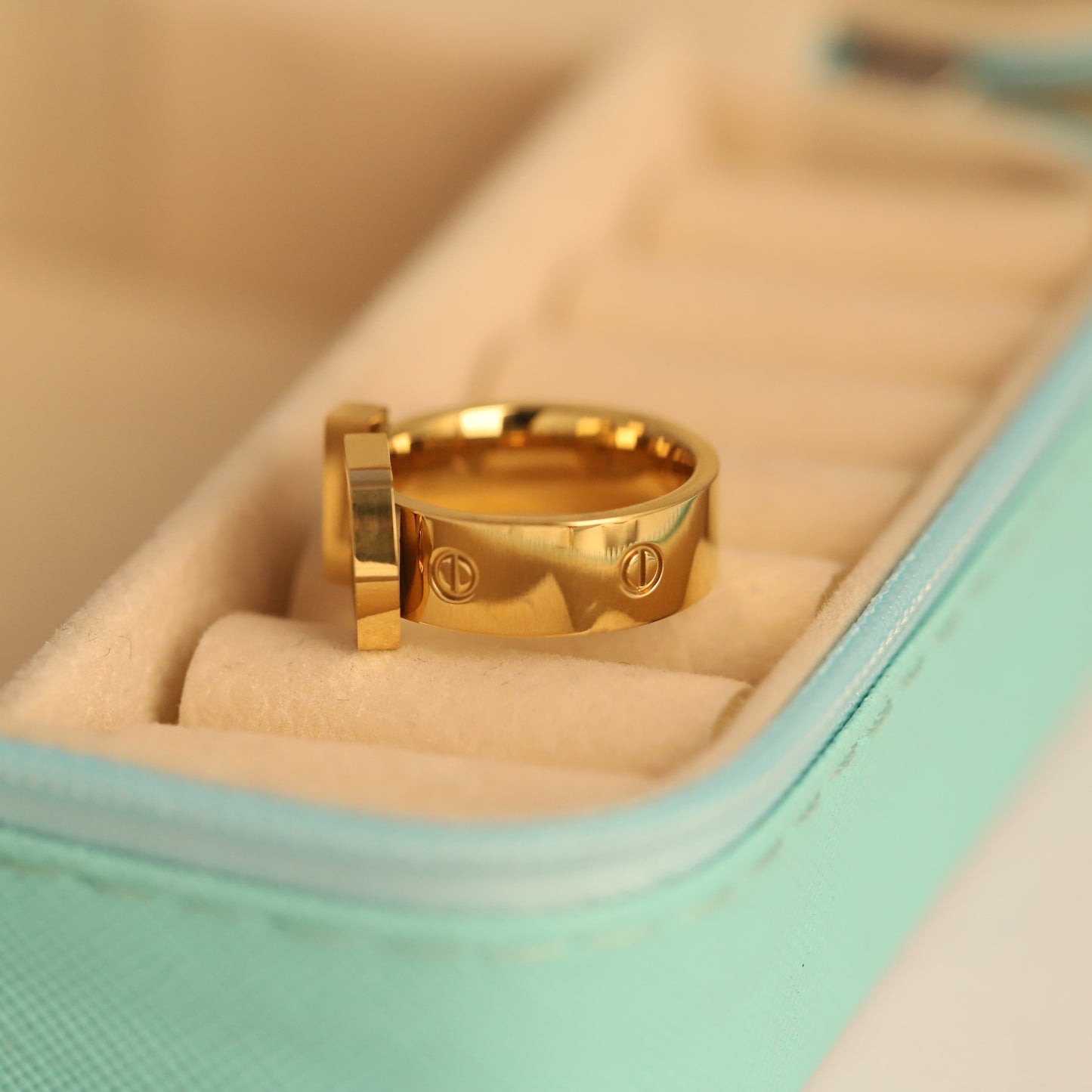 22K Gold Plated Belt Buckle Ring | Stainless Steel Designer Inspired Ring