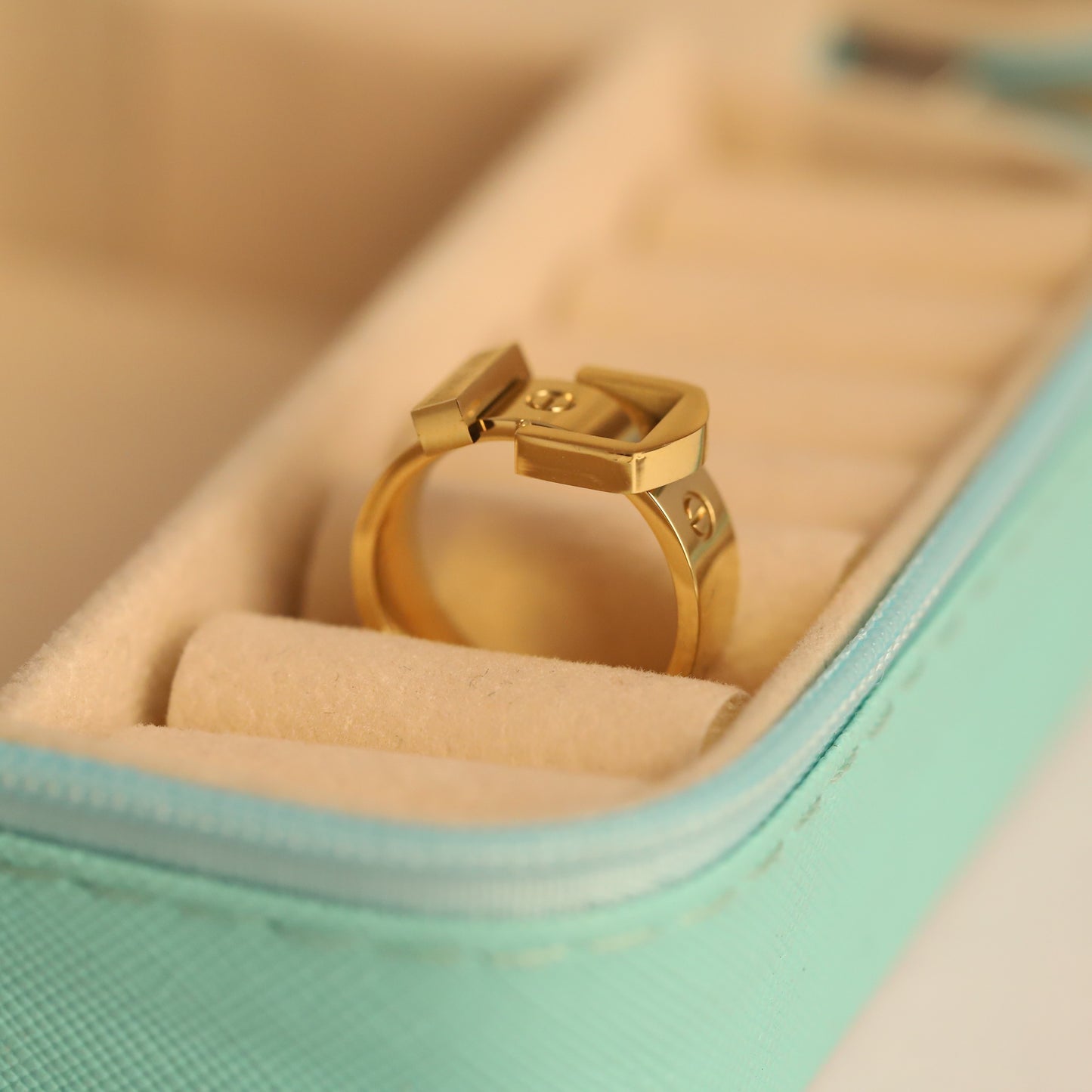 22K Gold Plated Belt Buckle Ring | Stainless Steel Designer Inspired Ring