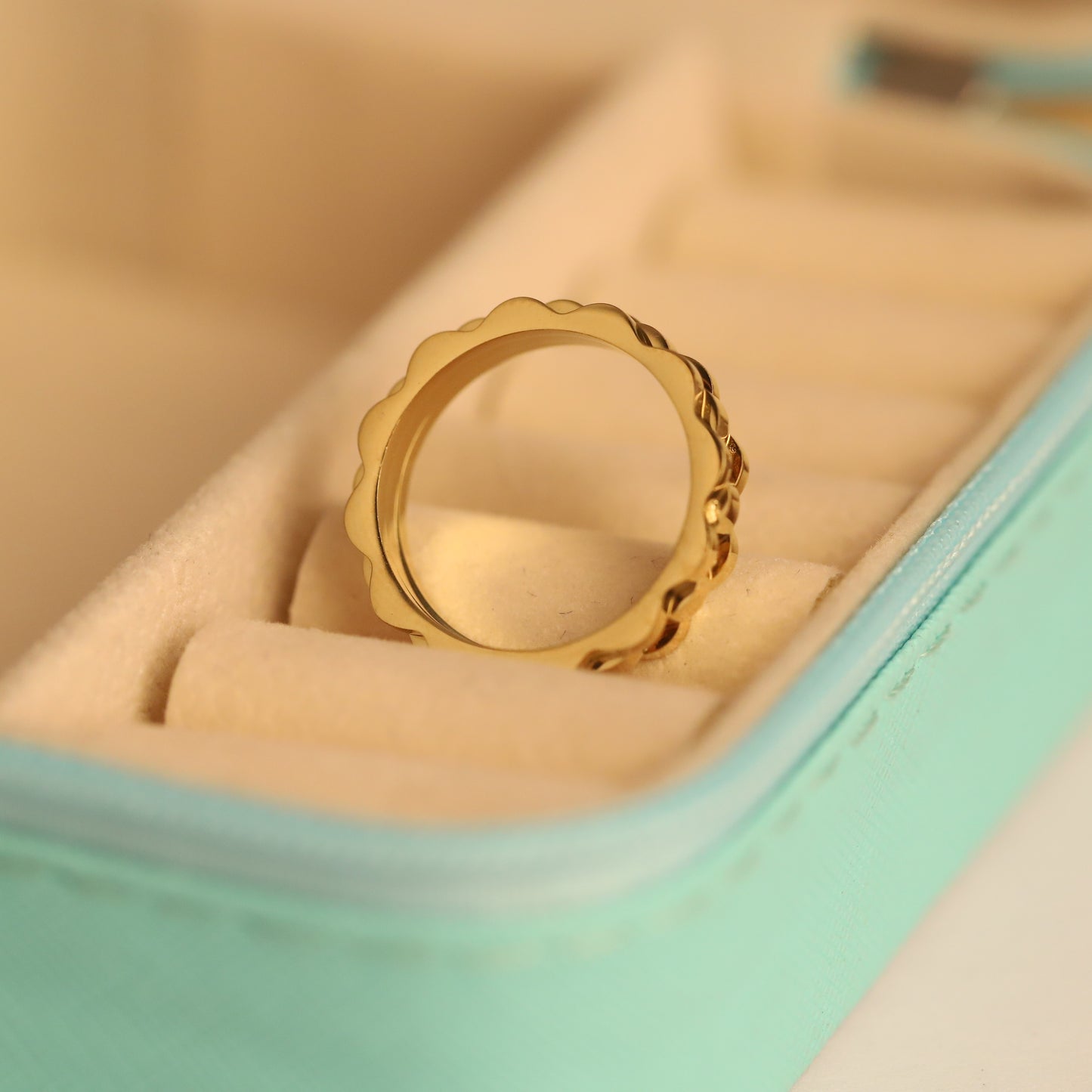 Modern Gold Tone Solid Chain Ring | Waterproof Daily Wear Anti-Tarnish