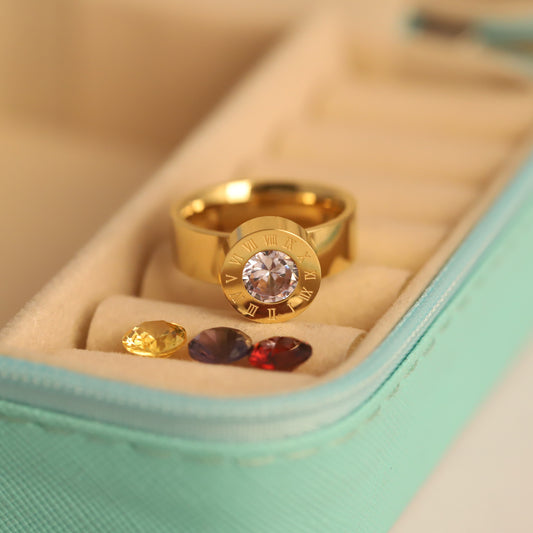 22K Gold Plated Interchangeable Gem Ring | Stainless Steel Custom Ring