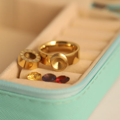 22K Gold Plated Interchangeable Gem Ring | Stainless Steel Custom Ring