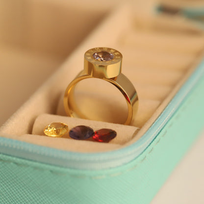 22K Gold Plated Interchangeable Gem Ring | Stainless Steel Custom Ring