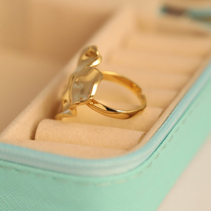 22K Gold Plated Textured Heart Ring | Stainless Steel Statement Jewelry