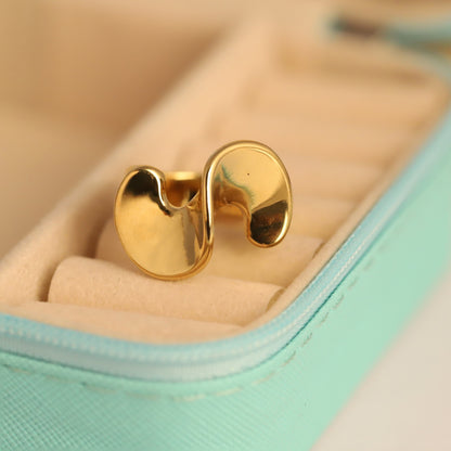 22K Gold Plated Abstract Open Ring | Stainless Steel Modern Jewelry