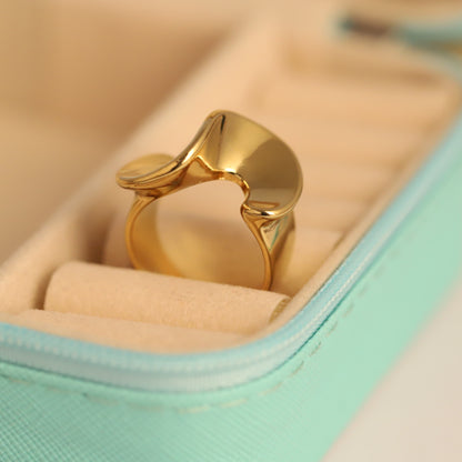 22K Gold Plated Abstract Open Ring | Stainless Steel Modern Jewelry