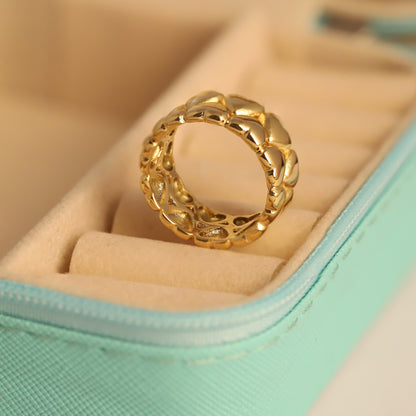 22K Gold Plated Multi Heart Band Ring | Stainless Steel Love Jewelry