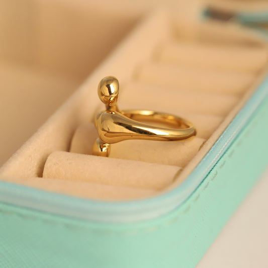 Modern Gold Tone Organic Form Ring | Waterproof Daily Wear Anti-Tarnish
