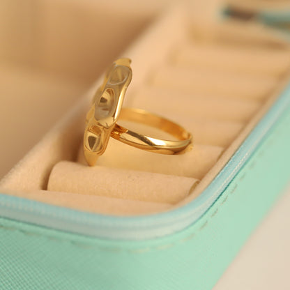 22K Gold Plated Abstract Textured Ring | Stainless Steel Dome Statement