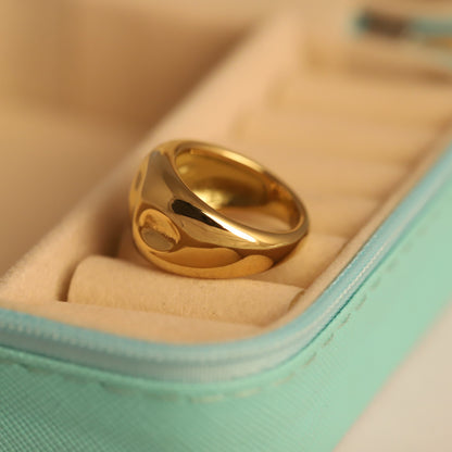 22K Gold Plated Hammered Oval Dome Ring | Stainless Steel Statement Ring