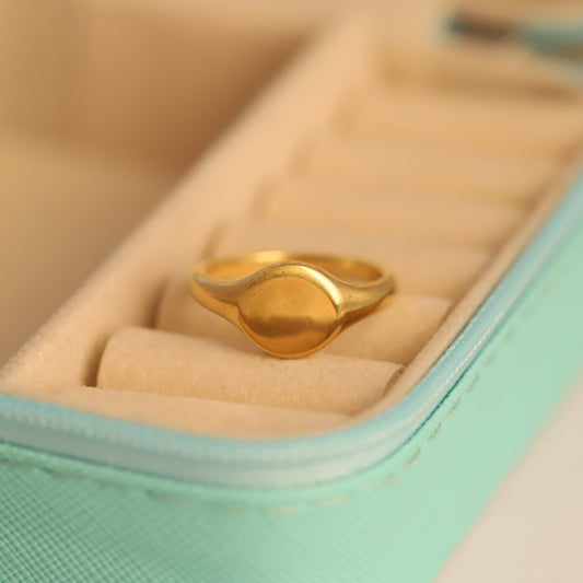 Minimalist Gold Tone Plain Oval Ring | Waterproof Daily Wear Anti-Tarnish
