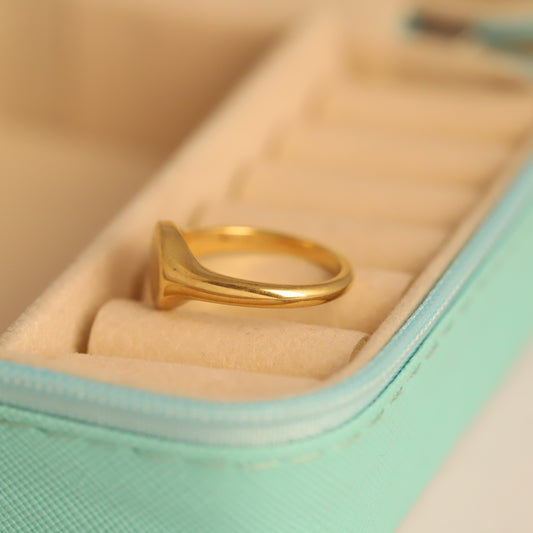 Minimalist Gold Tone Plain Oval Ring | Waterproof Daily Wear Anti-Tarnish