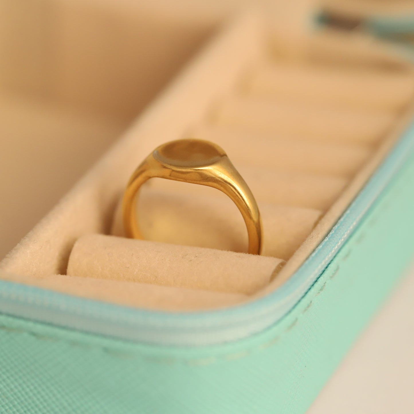 Minimalist Gold Tone Plain Oval Ring | Waterproof Daily Wear Anti-Tarnish