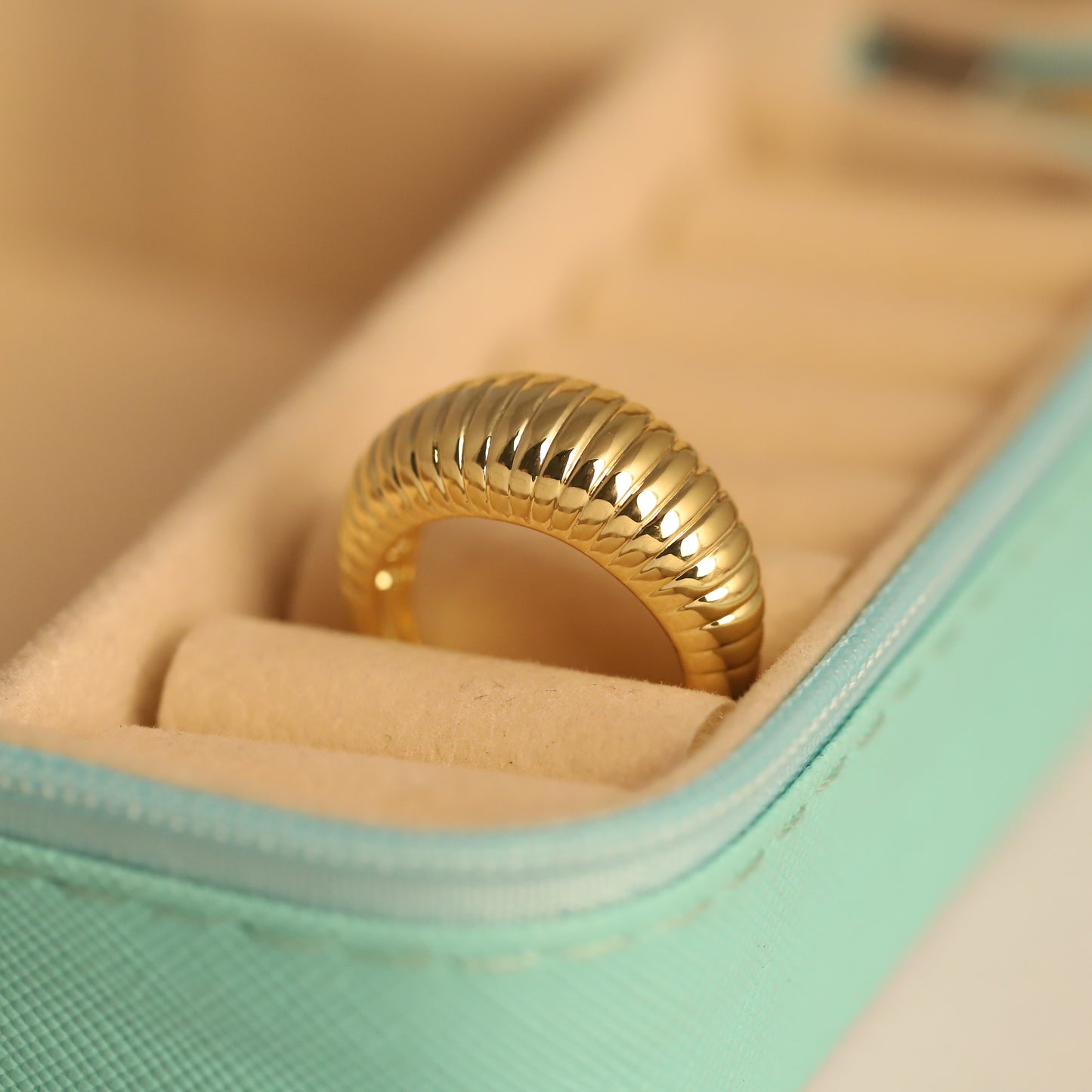 22K Gold Plated Fluid Dome Ring | Stainless Steel Bubble Design Ring