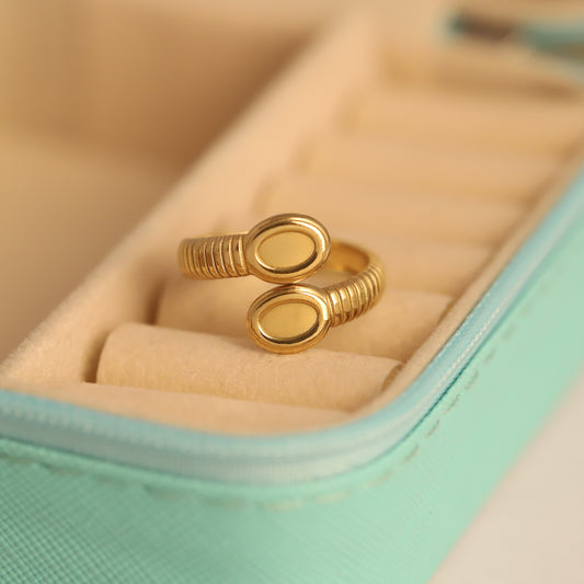 22K Gold Plated Cross-Over Bar Ring