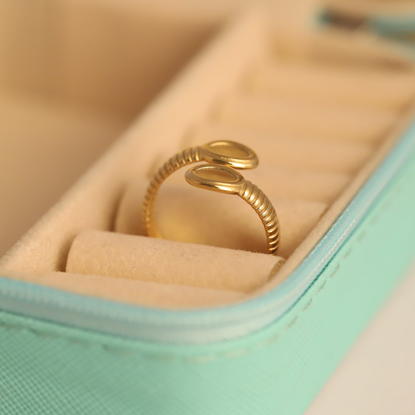 22K Gold Plated Cross-Over Bar Ring